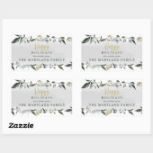 ハッピーホリデーの水の色の葉クリスマス 長方形シール (シート)