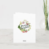 ハッピーホリデーの水色の葉の写真カード シーズンカード (裏面)