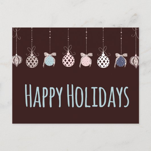 ハッピーホリデーぶら下がったズオーナメント ポストカード (正面)