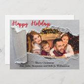 ハッピーホリデーをリビールクリスマスファミリーフォト シーズンカード (正面/裏面)