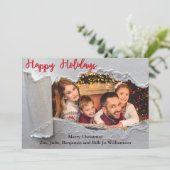 ハッピーホリデーをリビールクリスマスファミリーフォト シーズンカード (スタンド正面)