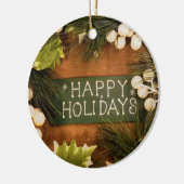 ハッピーホリデーを背景 セラミックオーナメント (左)