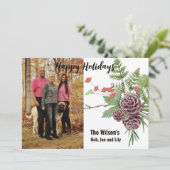 ハッピーホリデーウィンター素朴フローラフォトカード シーズンカード (スタンド正面)