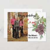 ハッピーホリデーウィンター素朴フローラフォトポストカード シーズンポストカード (正面/裏面)