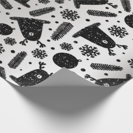 ハッピーホリデーエイリアントインデアシルバーブラックスノー ラッピングペーパー (角)