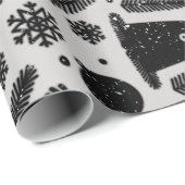 ハッピーホリデーエイリアントインデアシルバーブラックスノー ラッピングペーパー (ロールコーナー)