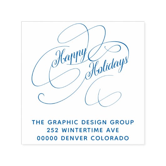 ハッピーホリデーエレガントスクリプト差出人住所 セルフインキングスタンプ (デザイン)