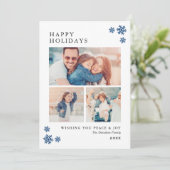 ハッピーホリデーエレガントズブルーフォトコラージュ シーズンカード (スタンド正面)