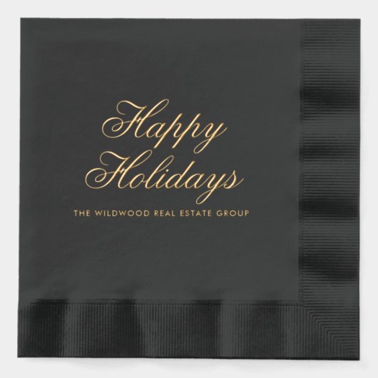 ハッピーホリデーエレガントズ企業のクリスマス 箔ナプキン (正面)