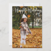 ハッピーホリデーエレガントズ白タイポグラフィ写真 シーズンカード (正面)