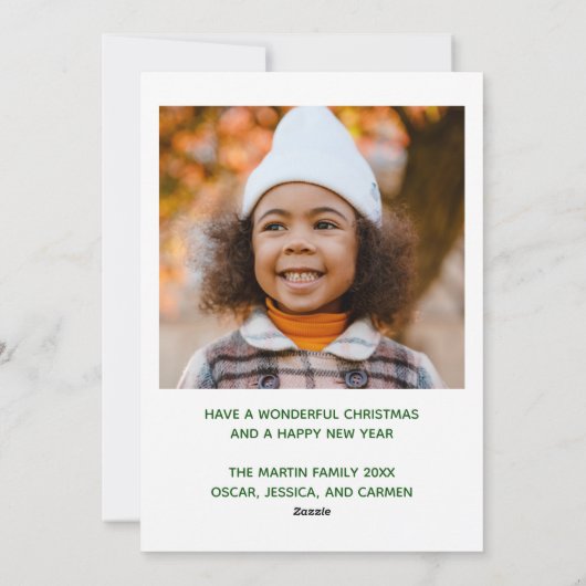 ハッピーホリデーエレガントズ白タイポグラフィ写真 シーズンカード (裏面)