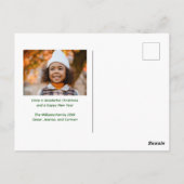 ハッピーホリデーエレガントズ白タイポグラフィ写真 ポストカード (裏面)