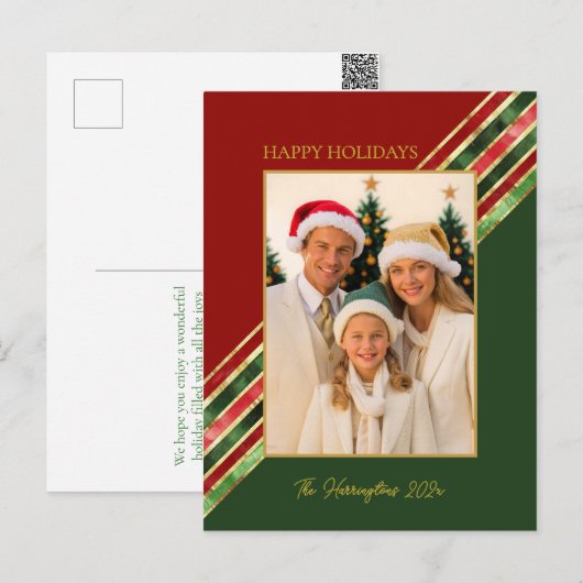 ハッピーホリデーエレガント写真カラフルクリスマス シーズンポストカード (正面/裏面)