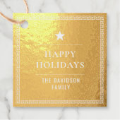 ハッピーホリデーエレガント金ゴールドシモダンックギリシャ鍵 フェイバータグ (正面)