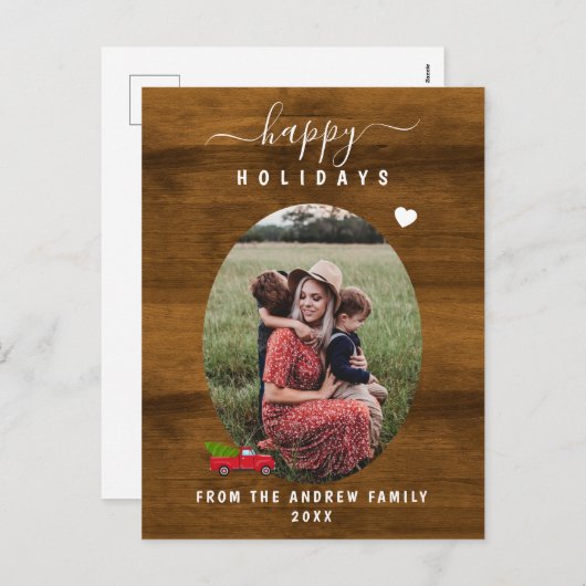 ハッピーホリデーカスタマイズフォトホリーポストカード シーズンポストカード (正面/裏面)
