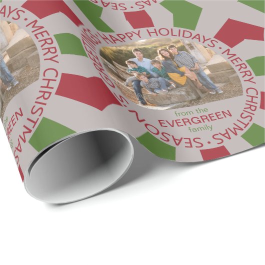 ハッピーホリデーカスタムの写真と名前のラッピング紙 ラッピングペーパー (ロールコーナー)