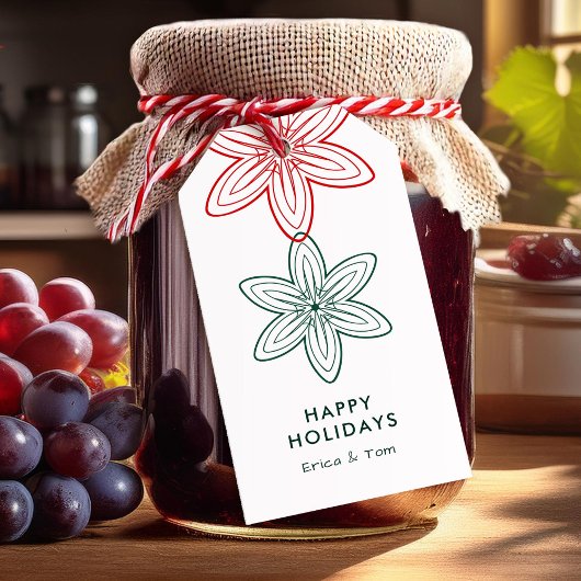 ハッピーホリデーカスタムズカラーミニマルフローラ ギフトタグ