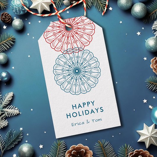 ハッピーホリデーカスタムズカラーミニマルフローラ ギフトタグ