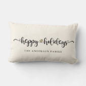 ハッピーホリデーカスタムズファミリーネーム赤いハート ランバークッション (裏面)