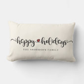 ハッピーホリデーカスタムズファミリーネーム赤いハート ランバークッション (正面)