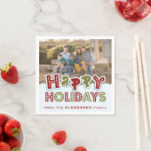 ハッピーホリデーカスタムズ写真&ネーム紙ナプキンス スタンダードカクテルナプキン (インサイチュ)