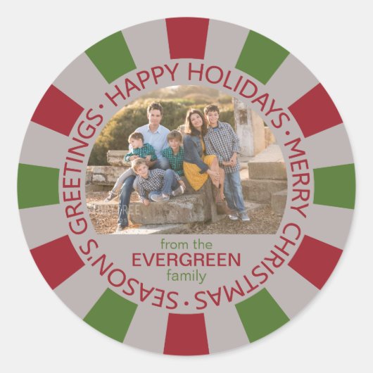ハッピーホリデーカスタムズ写真&名前シール ラウンドシール (正面)