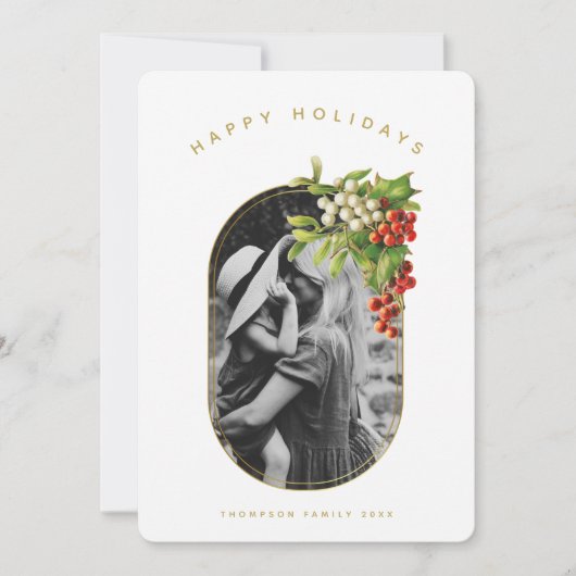 ハッピーホリデーカスタムフォトファミリークリスマスカード (正面)