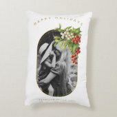 ハッピーホリデーカスタムフォトファミリークリスマス アクセントクッション (裏面(縦))