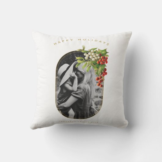 ハッピーホリデーカスタムフォトファミリークリスマス クッション (裏面)
