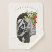 ハッピーホリデーカスタムフォトファミリークリスマス シェルパブランケット (正面)