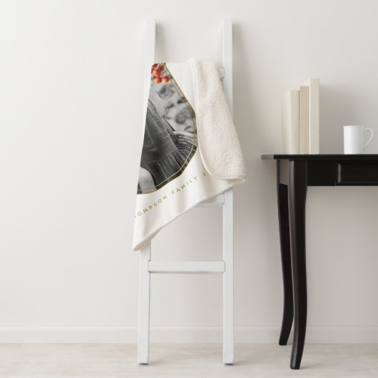 ハッピーホリデーカスタムフォトファミリークリスマス シェルパブランケット (インサイチュ)