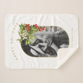 ハッピーホリデーカスタムフォトファミリークリスマス シェルパブランケット (正面(横))