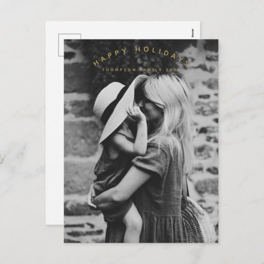 ハッピーホリデーカスタムフォトファミリークリスマス シーズンポストカード (正面/裏面)