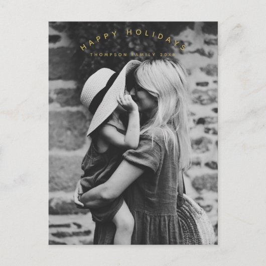ハッピーホリデーカスタムフォトファミリークリスマス シーズンポストカード (正面)