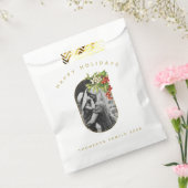 ハッピーホリデーカスタムフォトファミリークリスマス フェイバーバッグ (封をした状態)