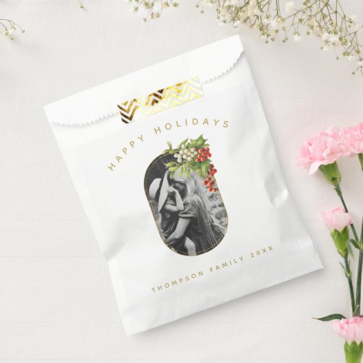 ハッピーホリデーカスタムフォトファミリークリスマス フェイバーバッグ (封をした状態)
