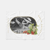 ハッピーホリデーカスタムフォトファミリークリスマス フリースブランケット (正面(横))