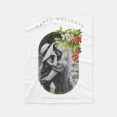 ハッピーホリデーカスタムフォトファミリークリスマス フリースブランケット (正面)