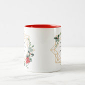 ハッピーホリデーカスタムメッセージクリスマスリース ツートーンマグカップ (中央)
