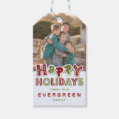 ハッピーホリデーカスタムラベル写真&文字 ギフトタグ (正面)