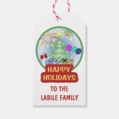 ハッピーホリデーカラフルおもしろいはっきりしたとブライト ギフトタグ (正面)