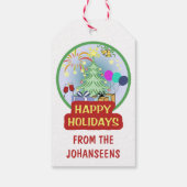 ハッピーホリデーカラフルおもしろいはっきりしたとブライト ギフトタグ (裏面)