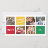 ハッピーホリデーカラフルおもしろい5コラージフォトカード シーズンカード (正面)