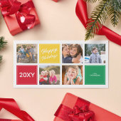 ハッピーホリデーカラフルおもしろい5コラージフォトカード シーズンカード