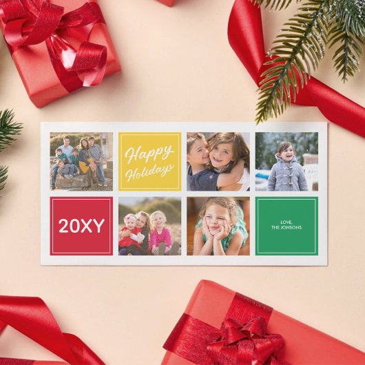 ハッピーホリデーカラフルおもしろい5コラージフォトカード シーズンカード