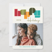 ハッピーホリデーカラフルはっきりしたタイポグラフィ写真 シーズンカード (正面)