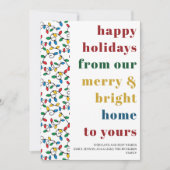 ハッピーホリデーカラフルタイポグラフィストリングライト シーズンカード (正面)