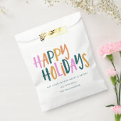 ハッピーホリデーカラフルタイポグラフィパーソナライズされた フェイバーバッグ (封をした状態)