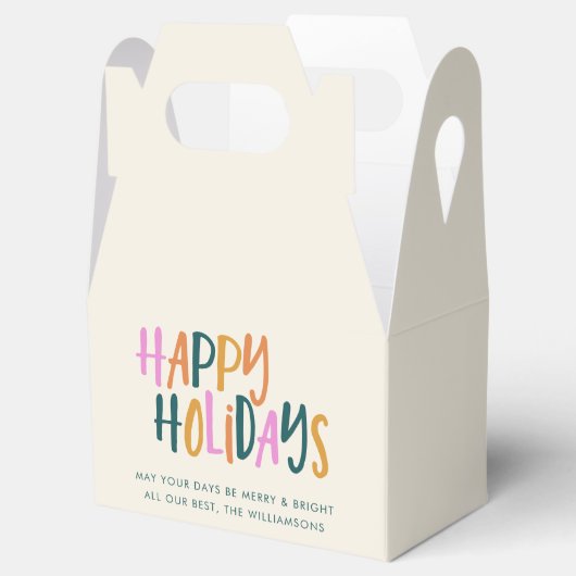 ハッピーホリデーカラフルタイポグラフィパーソナライズされた フェイバーボックス (オープン)