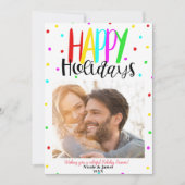 ハッピーホリデーカラフルドットフォト 招待状 (正面)